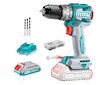Aku vrtací šroubovák s příklepem, brushless, 20V Li-ion (2x), industrial TOTAL