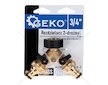 Rozdělovač na kohoutek 2-cestný, vnitřní závit 3/4", 2× vnější závit 3/4" s ventily a konektory - GEKO