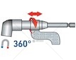 Úhlový nástavec/držák hrotů do vrtačky, 1/4"x140mm (105°) s magnetem EXTOL PREMIUM