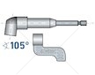 Úhlový nástavec/držák hrotů do vrtačky, 1/4"x140mm (105°) s magnetem EXTOL PREMIUM