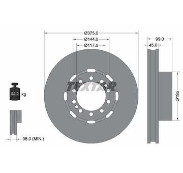 Brzdový kotouč TEXTAR 93192400