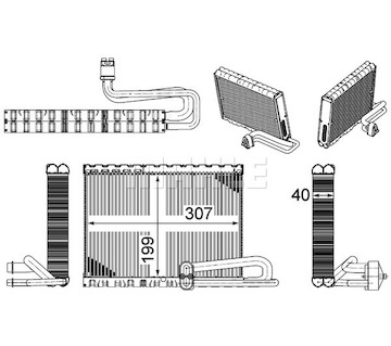 Výparník, klimatizace MAHLE AE 121 000P