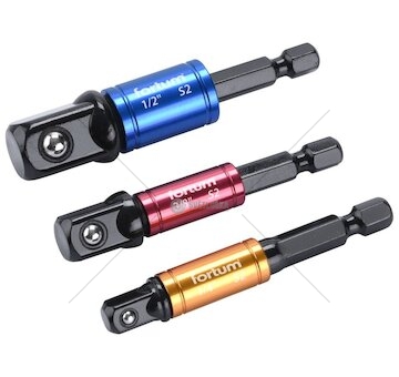 Adaptéry do vrtačky s otoč.úchytem 3ks, 1/4"-3/8"-1/2", S2 FORTUM