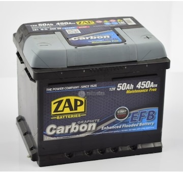 AUTOBATERIE 12V 50AH ZAP 450A EFB P+ ZAP 55008-ZAP (206×175×175)