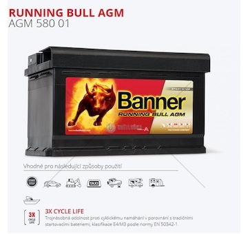 Autobaterie banner 80ah/800a running bull agm start-stop s rekuperací /315x175x190/ 0226204_A