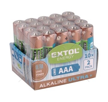 Baterie alkalické EXTOL ENERGY ULTRA +, 20ks, 1,5V AA (LR6), EXTOL ENERGY