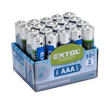 Baterie zink-chloridové, 20ks, 1,5V AAA (R03) EXTOL ENERGY