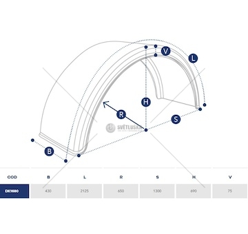Blatník návěs/ přívěs - jednomontáž 1300x430x690 bez držáků, s bílým páskem 0199841_A