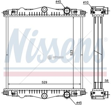 Chladič vody DAF LF 45 523x529x58 bez rámu