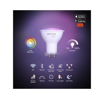 Chytrá žárovka LED 4,5W GU10 RGB CCT RSH 101 RETLUX