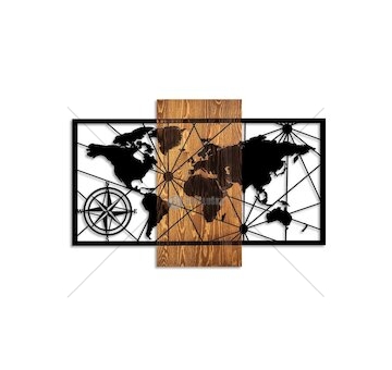 Dekorativní dřevěný nástěnný doplněk - mapa světa