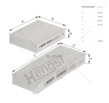 Filtr vzduchu kabiny - sada daf xd od 09.2022, xf ii od 06.2021, xg/xg+ od 06.2021 0501210_A