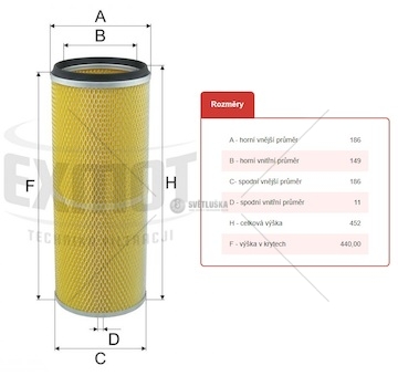 Filtr vzduchu wpo-186 vs13 motoru liaz, tatra  0013235_A