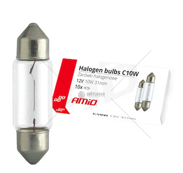 Halogenová žárovka C10W Festoon 31mm 12V 10ks