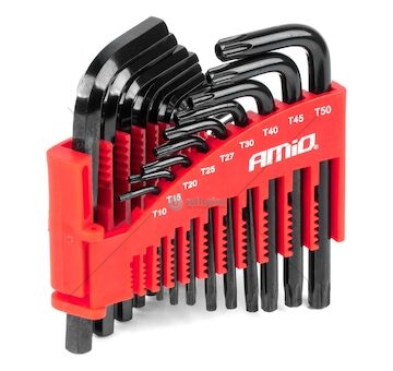 Imbusové klíče hex a torx z CRV oceli, černá 22ks AMiO-04297