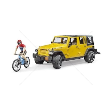 Jeep Wrangler Rubicon Unlimited s cyklistou a horským kolem BRUDER