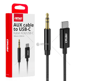 Kabel USB-C na TYP AUX Mini Jack 3,5mm 1m AMiO-04294