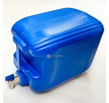 Kanystr na vodu 10L modrý s horním kohoutem na vodu v nalévacím hrdle - nízký