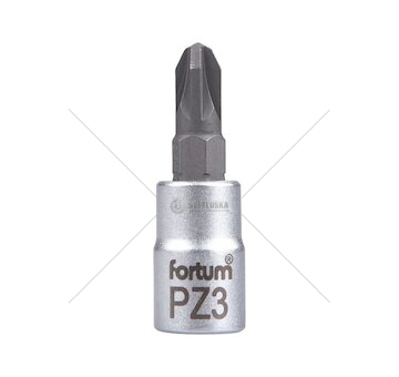 Klíč zástrčný šroubovák PZ, 1/4', PZ3, L 37mm, CrV/S2, FORTUM