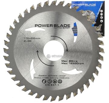 Kotouč pilový s SK plátky (vidiový), 115x40Tx22mm POWER BLADE