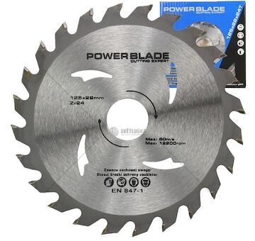 Kotouč pilový s SK plátky (vidiový), 125x24Tx22,2mm POWER BLADE