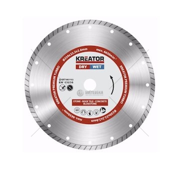 KRT083102 - Diamantový kotouč celoobvodový 230mm PREMIUM TURBO KREATOR