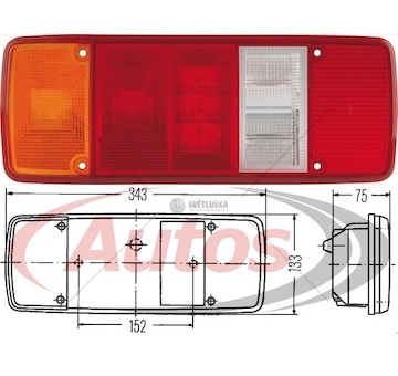 Kryt zadní svítilny 5-dílné 132x345 l/p man f90, m90 scania, daf, mercedes, neoplan,  0068344_A