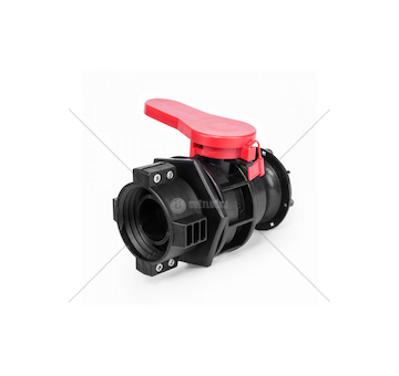 Kulový ventil pro kontejner na vodu IBC, vstup S60x6 s vývodem Camlock Typ A 2" s uzávěrem