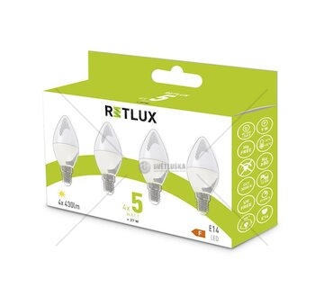 LED žárovka Candle eko sada 4x5W E14 C37 WW REL 35 RETLUX