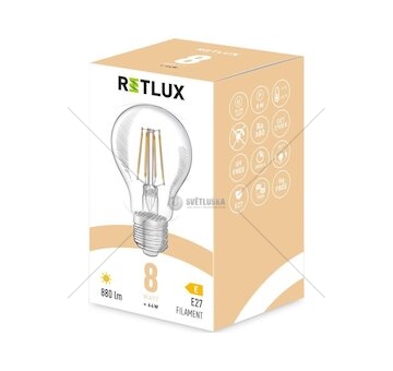 LED žárovka filament 8W E27 A60 WW RFL 402 RETLUX