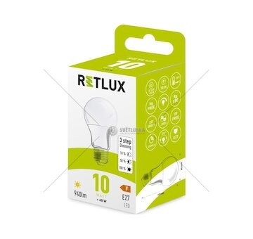 LED žárovka stmívatelná 3 step DIMM 10 W E27 A60 WW RLL 499 RETLUX