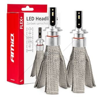 LED žárovky hlavního svícení FLEX+ H7 canbus 6000K 12V 24V AMIO-03659