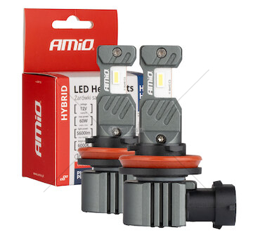 LED žárovky hlavního svícení Hybrid série H8 H9 H11 H16 6000K Canbus 60W AMIO-04116