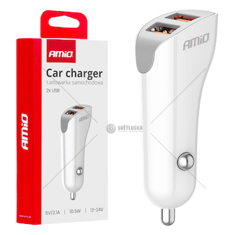 Nabíječka do auta 2x USB-A 2.1A 12/24V AMiO-0387