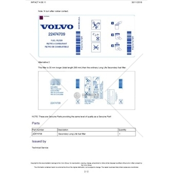 Palivový filtr VOLVO 22474709