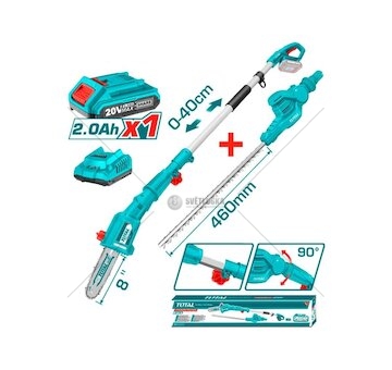 Pila na větve a nůžky na živé ploty, AKU, 20V LI-ION, 1x baterie, 1x nabíječka TOTAL