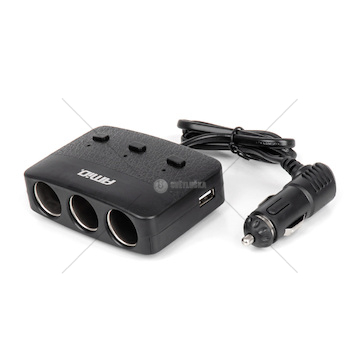 Prodlužovací zásuvka 2x USB-A ON/OFF LED 12/24V 100W 70cm AMiO-04363