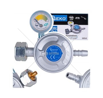 Regulátor tlaku plynu 37 mbar, 1,5 kg/h s manometrem - GEKO