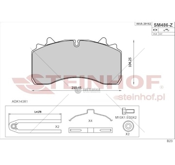 Sada brzdových destiček, kotoučová brzda STEINHOF SM486-P