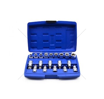 Sada nástrčných hlavic a bitů TORX 1/2", 19ks GEKO