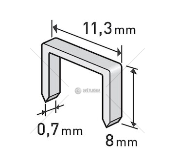 Spony, balení 1000ks, 8mm, 11,3x0,52x0,70mm, EXTOL PREMIUM