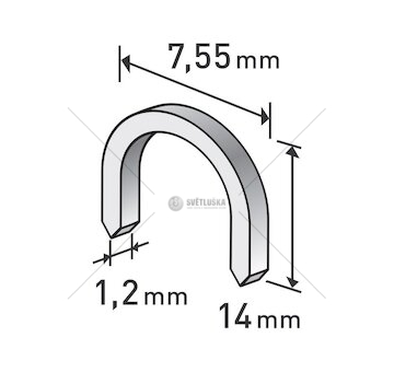 Spony oblé, balení 1000ks, 14mm, 7,55x0,52x1,2mm, EXTOL PREMIUM