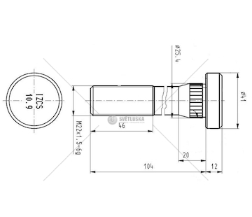 Šroub kolový DAF přední M22*1,5*104 GW.46 CSY AZDA-0088