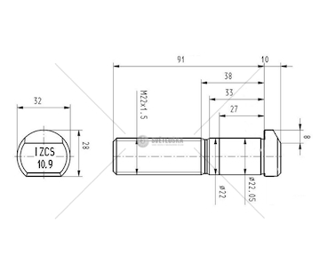 Šroub kolový MB M22*1,5*91 DL.GW.53MM CSY AZME-0003