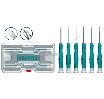 Šroubováky hodinářské, sada 6ks, CrV TOTAL