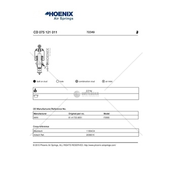 Tlumic, zaveseni kabiny PHOENIX CD075121011