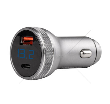 USB nabíječka s voltmetrem 38W PCH PRO-06 USB+USB-C 12/24V AMiO-02932