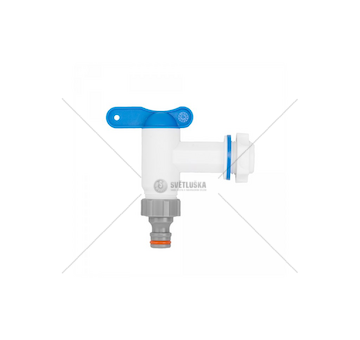 Zahradní ventil PP vstup 3/4", koncovka 3/4" s konektorem, bílý