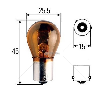 Žárovka 12v 21w bau15s oranžová hella 0381293_A
