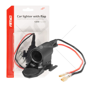 Zásuvka autozapalovače s klapkou 12V 24V AMiO-04128